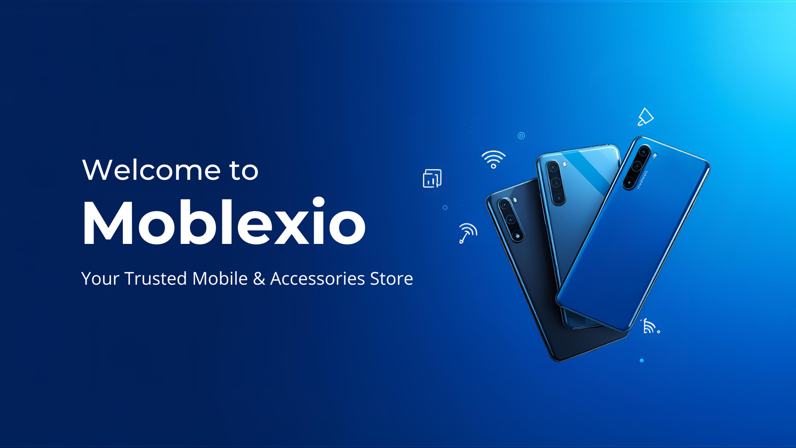 Blue Gradient E-Commerce Hero Banner - Moblexio