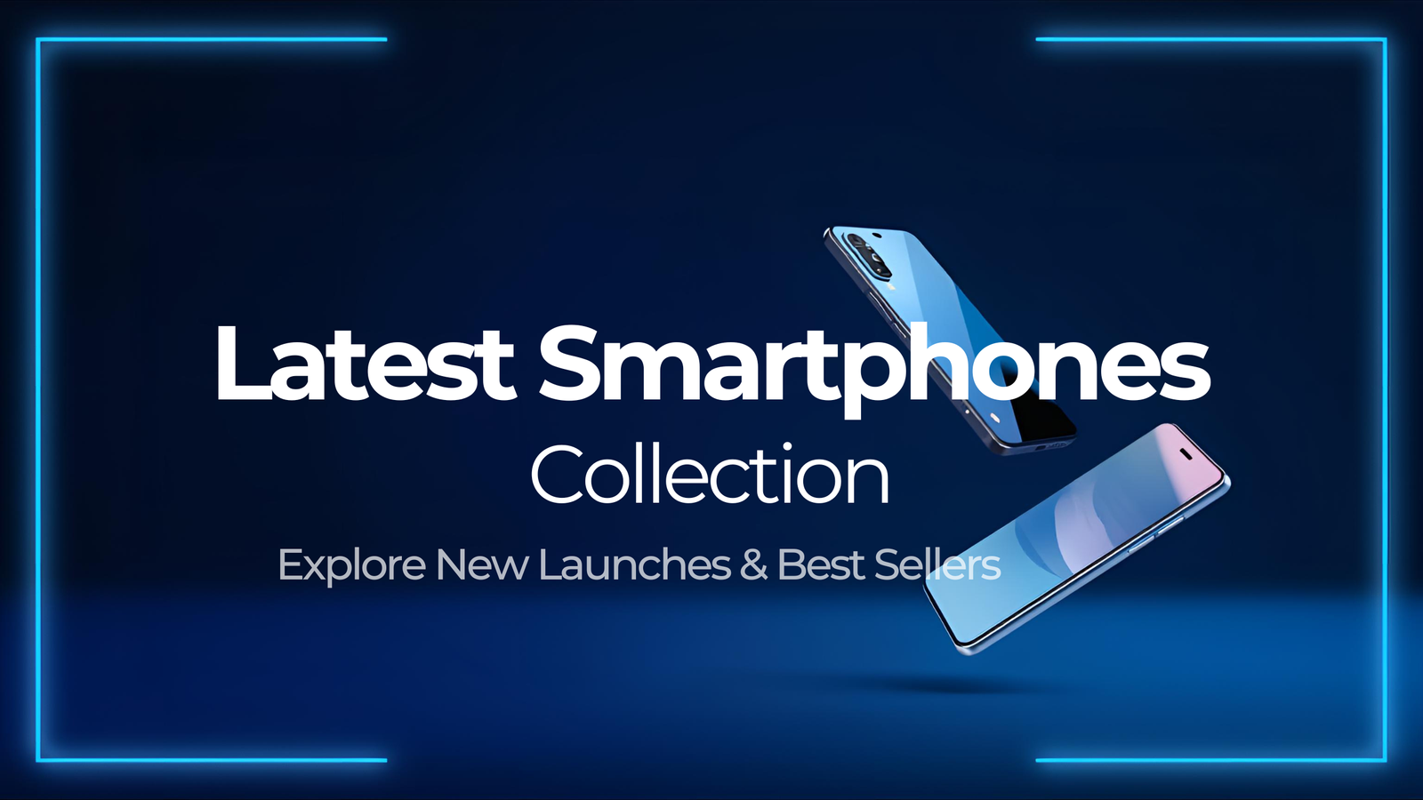 Diagonal Smartphone Composition with Electric Blue Accents